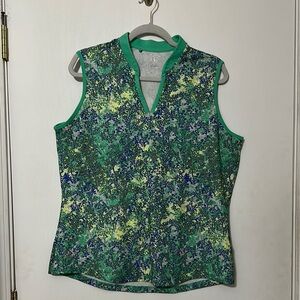 Green and Blue Sleeveless Women's GolfTop